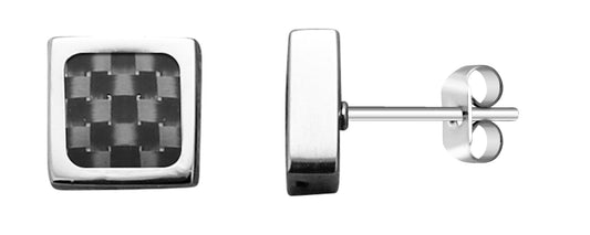 RB Earrings MERCURY 7mm Polished steel and carbon - Bjerveur.noRB Earrings MERCURY 7mm Polished steel and carbon