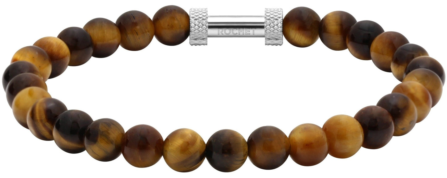 RB Zen bracelet 6mm beads in tiger's eyes quartz and knurl - Bjerveur.noRB Zen bracelet 6mm beads in tiger's eyes quartz and knurl