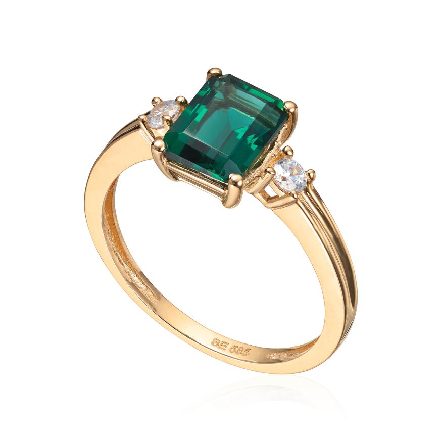 Ring Grønn Kvarts i 14K gult gull og zirkoner Artikkelnr: 57466 - Bjerveur.noRing Grønn Kvarts i 14K gult gull og zirkoner Artikkelnr: 57466