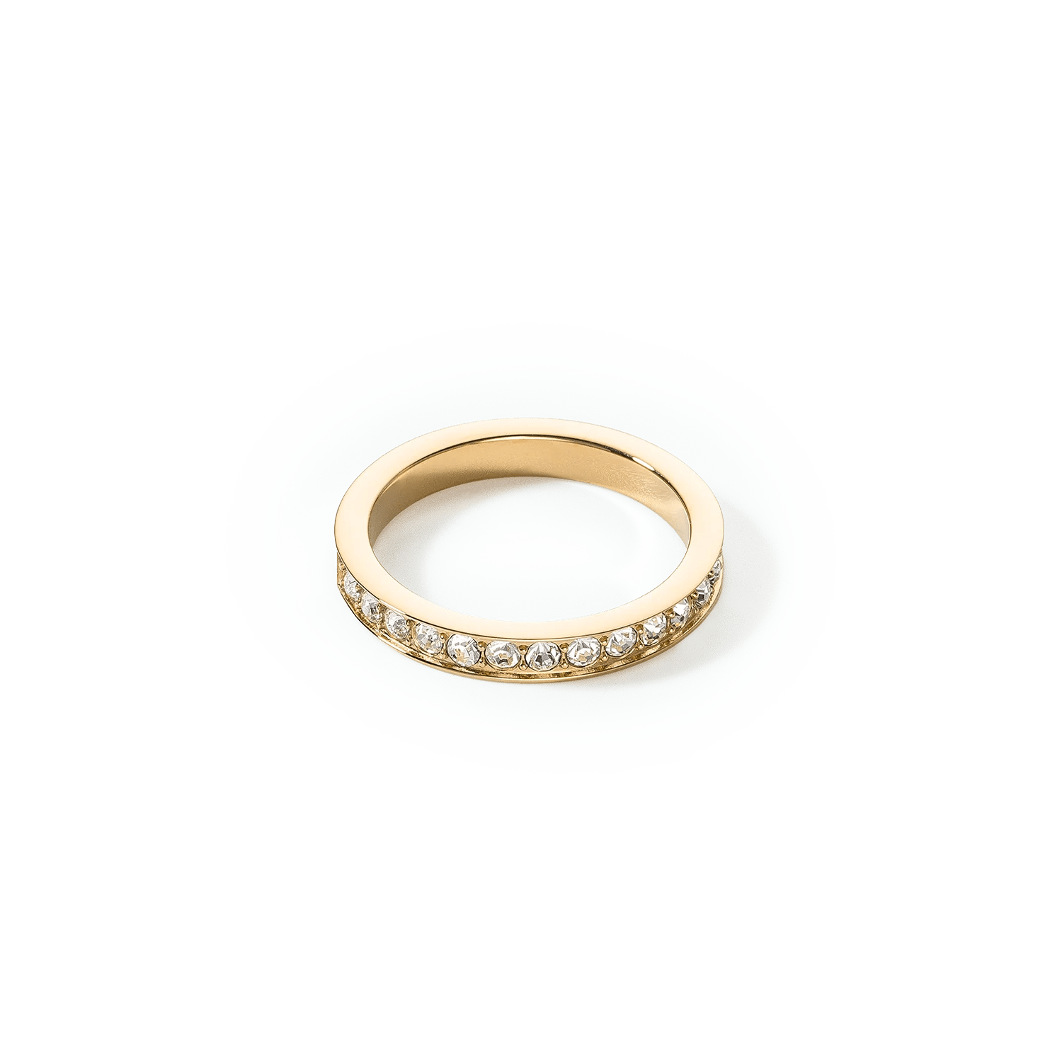 Ring i rustfritt stål og krystaller i tynn gullkrystall 012740181652 - Bjerveur.noRing i rustfritt stål og krystaller i tynn gullkrystall 012740181652