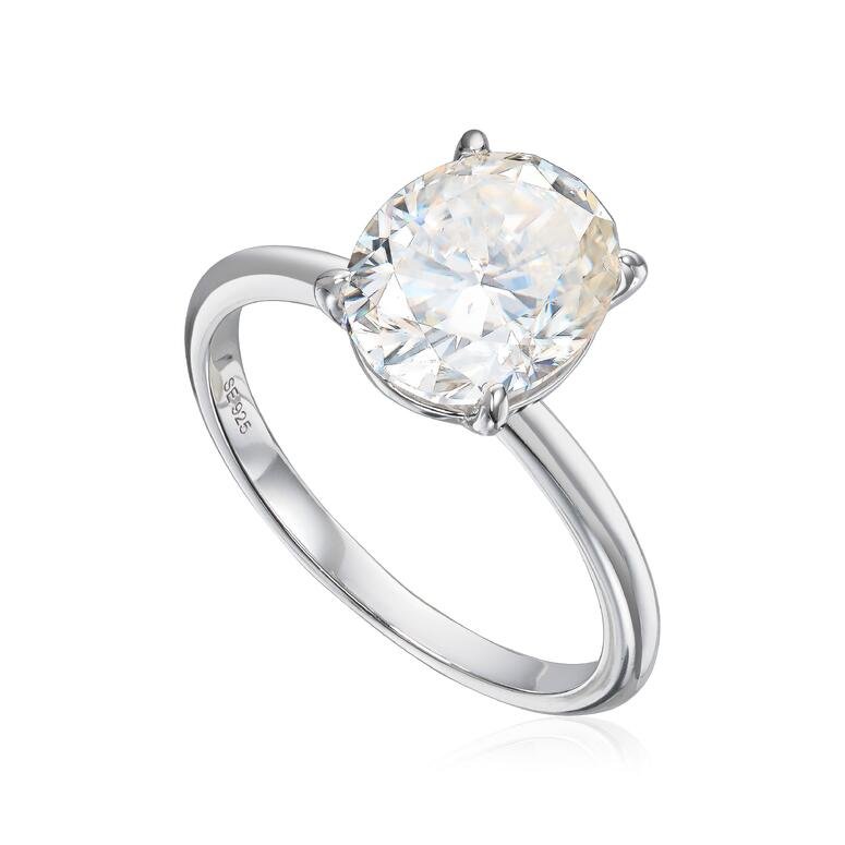 Ring med Oval Moissanite "3,00ct" i sølv - Bjerveur.no