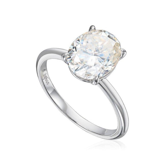 Ring med Oval Moissanite "3,00ct" i sølv - Bjerveur.no