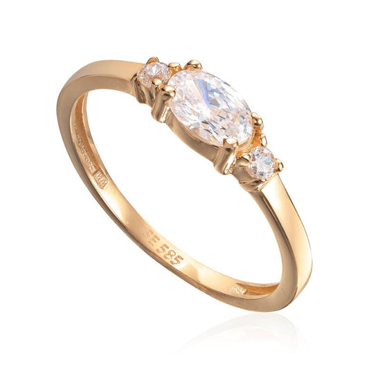 Ring med zirkoner i 14K gult gull - Bjerveur.no