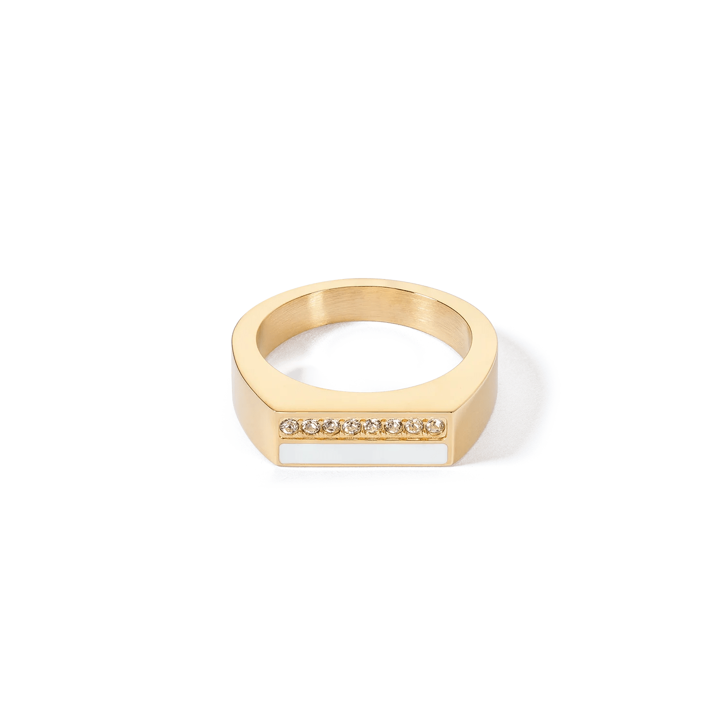 Ring Square Stripes gold - white 013340141652 - Bjerveur.noRing Square Stripes gold - white 013340141652