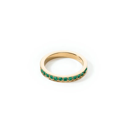 Ring stainless steel & crystals gold dark green 012740054952 - Bjerveur.noRing stainless steel & crystals gold dark green 012740054952