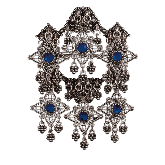 Sølje Telemark Bøheradsring med blå stein, oksidert 224129 - Bjerveur.noSølje Telemark Bøheradsring med blå stein, oksidert 224129