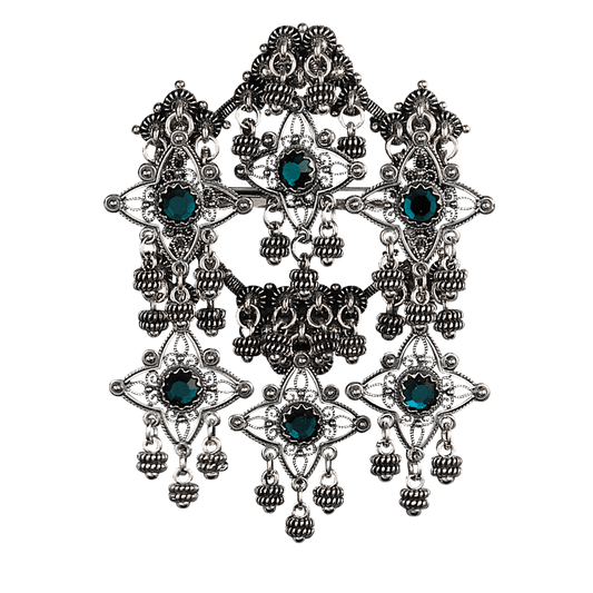 Sølje Telemark Bøheradsring med grøn stein, oksidert 224108 - Bjerveur.noSølje Telemark Bøheradsring med grøn stein, oksidert 224108