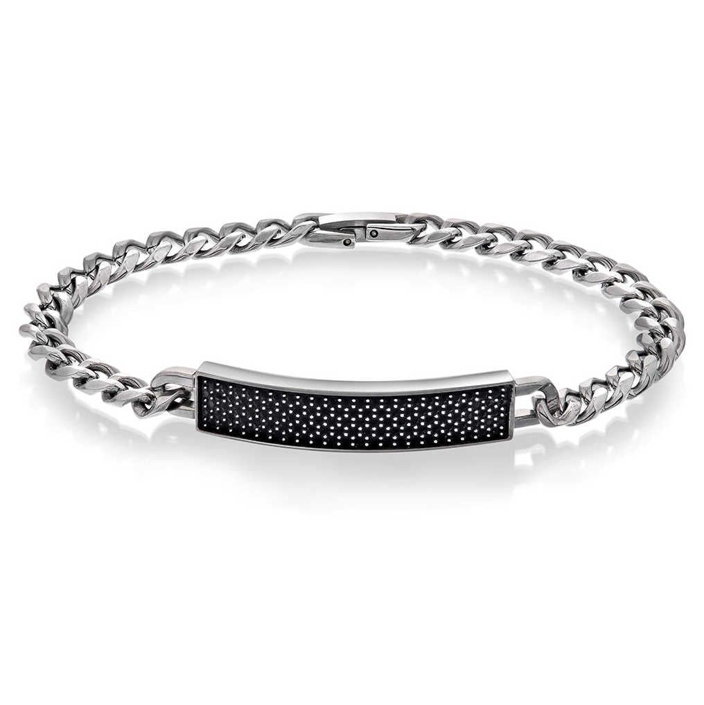 Stark armbånd i stål med sorte stener 972603 - Bjerveur.noStark armbånd i stål med sorte stener 972603