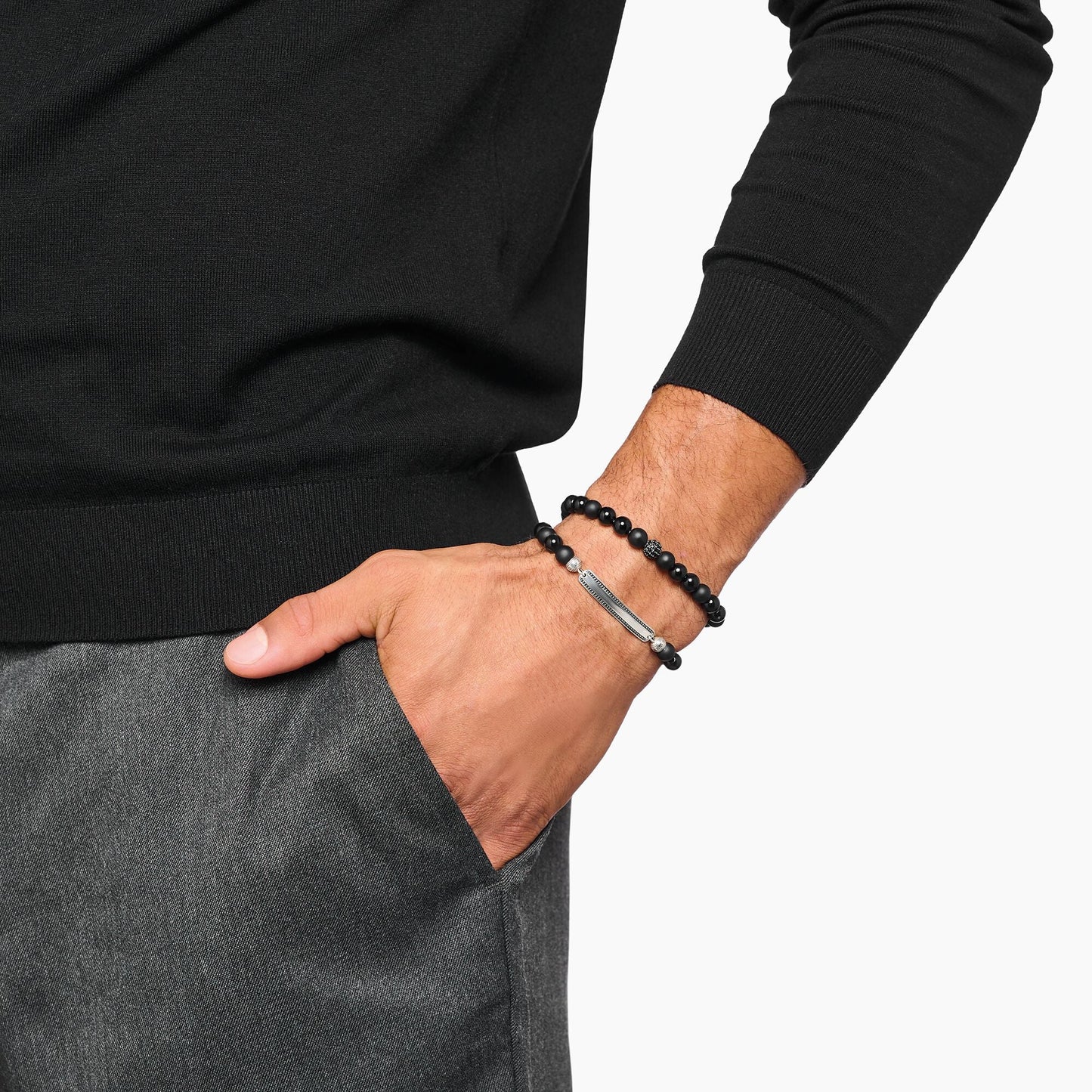 Svarte obsidian perler armbånd A2194 - 705 - 11 - Bjerveur.noSvarte obsidian perler armbånd A2194 - 705 - 11