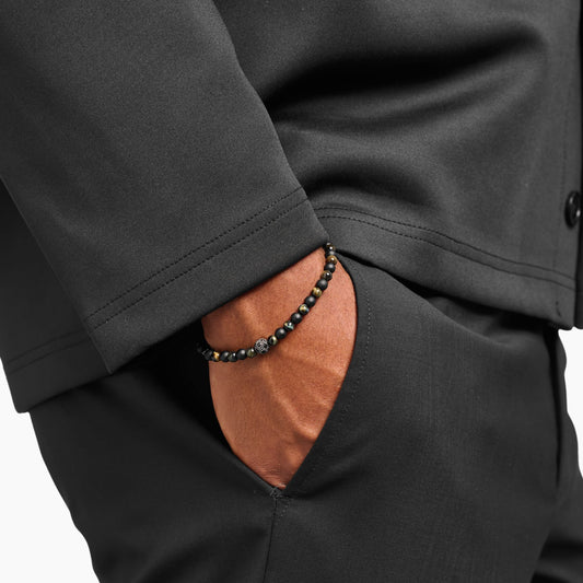 Talisman armbånd positiv energi med obsidian og tiger øye perler A2184 - 806 - 7 - Bjerveur.noTalisman armbånd positiv energi med obsidian og tiger øye perler A2184 - 806 - 7