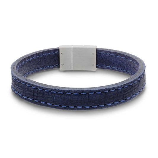 Armbånd i stål blått skinn (972384)