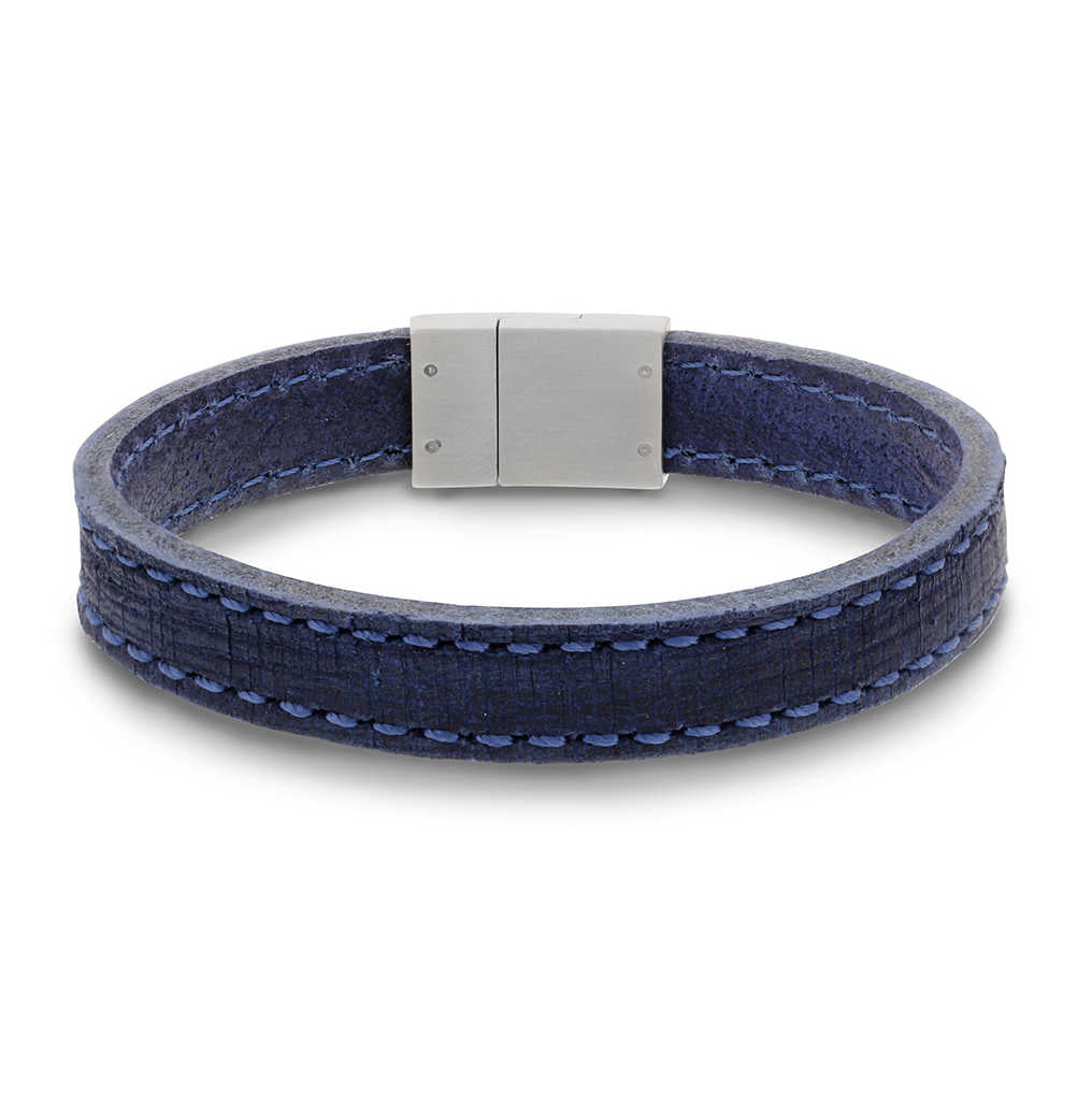 Armbånd i stål blått skinn (972384) - Bjerveur.noArmbånd i stål blått skinn (972384)
