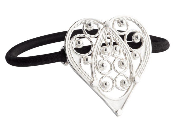 Hårstrikk i sølv - Hjartefiligran, kvit - Bjerveur.noHårstrikk i sølv - Hjartefiligran, kvit